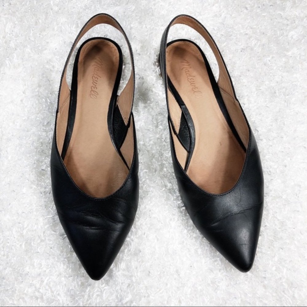 Madewell Black Leather Slip On Flats